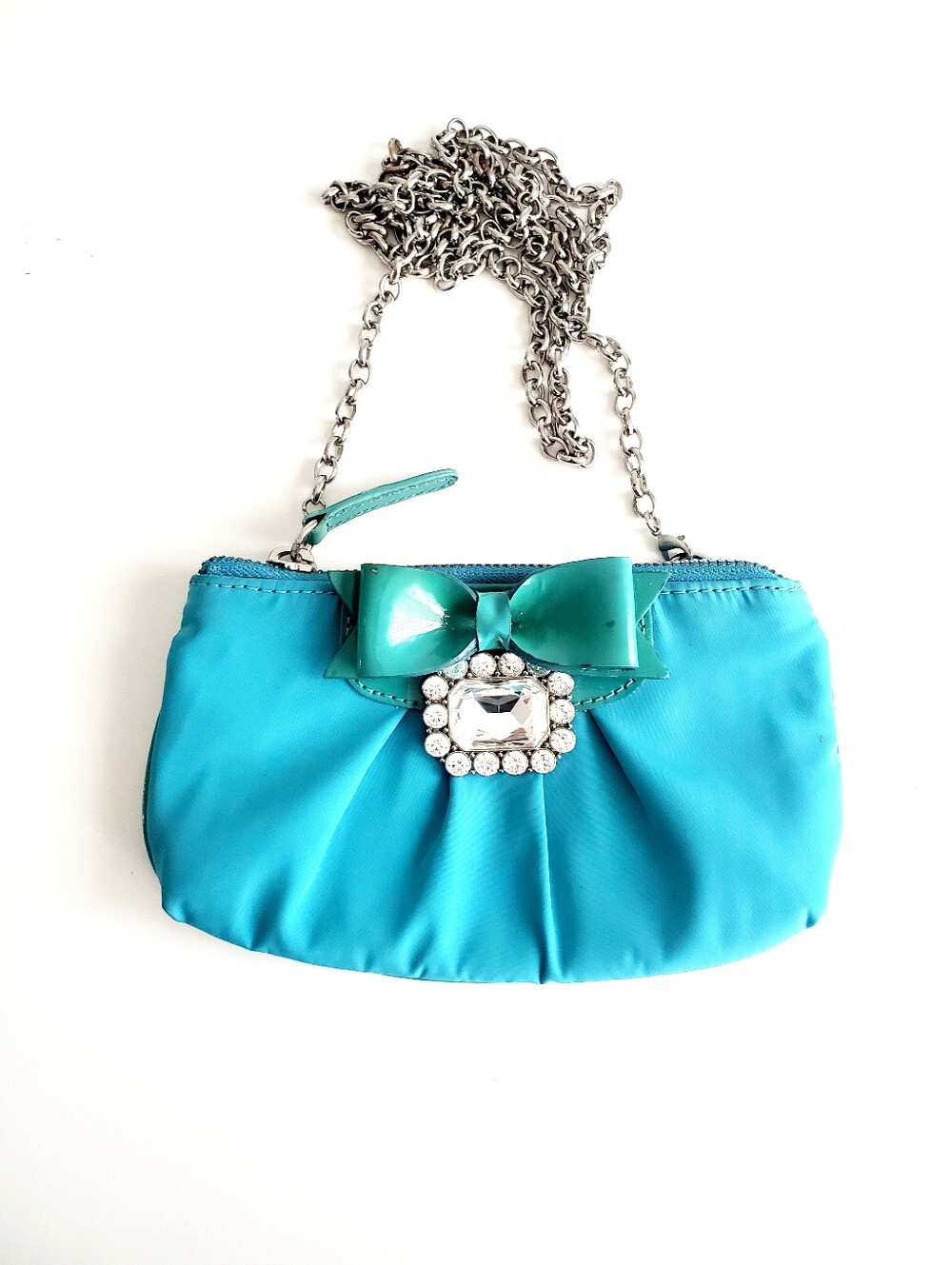 My Flat in London Teal Bow Clutch